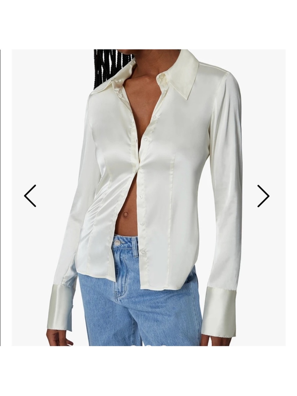 Danielle Bernstein Traditional Button Down Satin Ivory 8